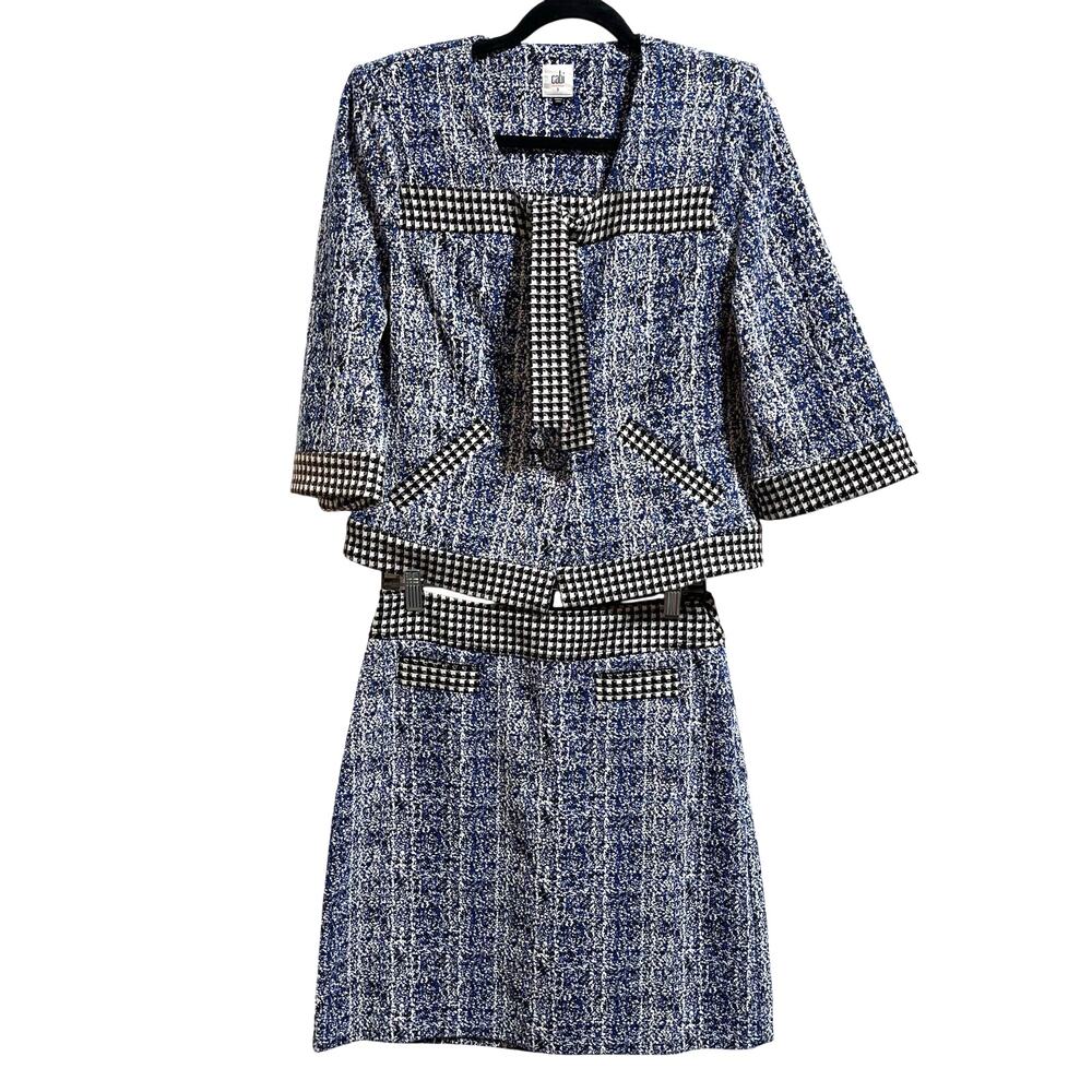Cabi Women's Reina 21 Club Houndstooth Matching Jacket Small Skirt 4 Suit Set